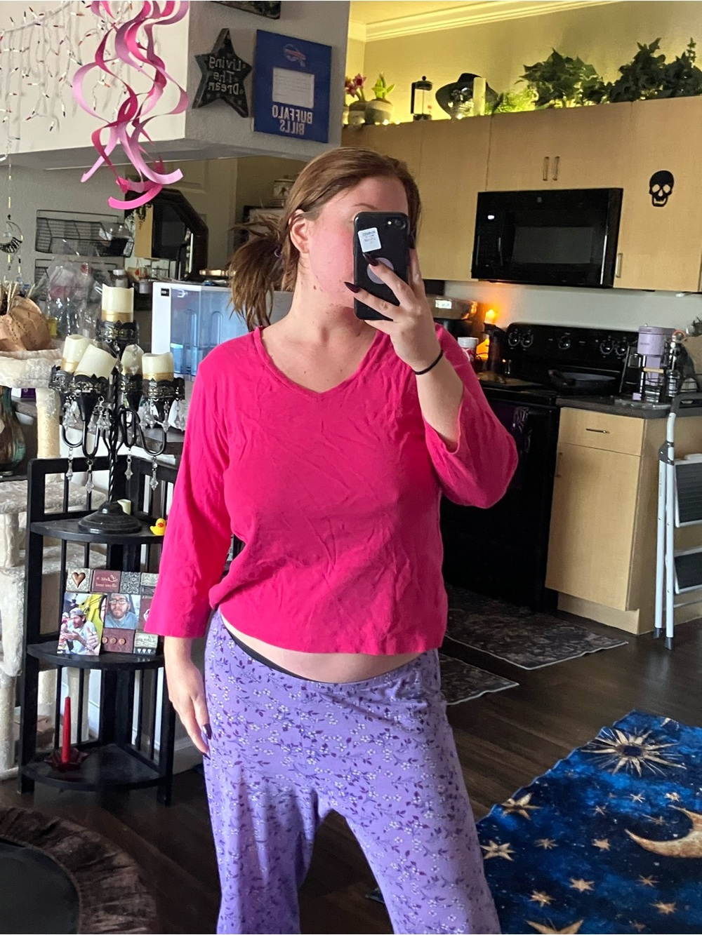 St. John's Bay Bright Pink V-Neck Long Sleeve Tee